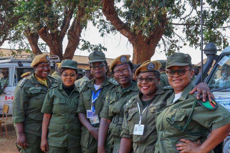 Group of uniformed policewomen 